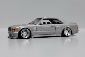 絶版 希少 レア メルセデス ベンツ 560 SEC AMG 改 ワイドボディ W126 Sクラス クーペ 深リム モデナ ローダウン カスタム ドイツ(1/64) 