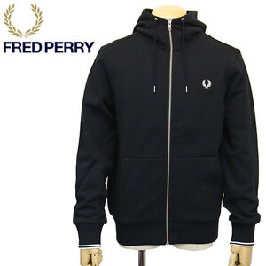 FRED PERRY (フレッドペリー) J7536 HOODED ZIP THROUGH SWEATSHIRT フードジップアップ スウェットシャツ FP466 198BLACK M