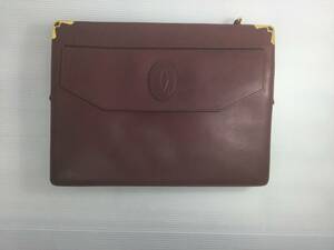 C001★中古 カルティエ セカンドバック 27×19.5×5cm Cartier 本革 ストラップなし ポケット計３つ ※傷汚れアリ 鞄内に剥離あり 