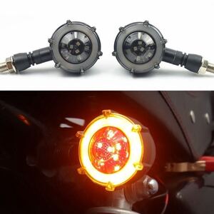 バイク用 砲台型 LED シーケンシャル ウィンカー ブレーキ 左右1セット