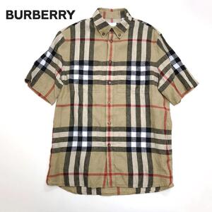 ☆超美品☆ BURBERRY ノバチェック 半袖シャツ リネン100％ メンズ