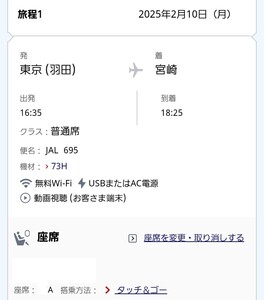 2/10 JAL 羽田空港→宮崎空港