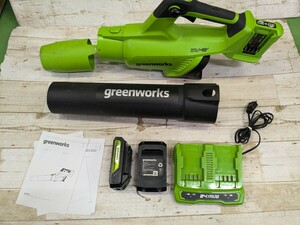 0607u2207　Greenworks(グリーンワークス) 充電式ブロワー 電動ブロアー グリーン 風速可変 軽量タイプ　※同梱不可