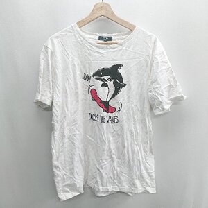 ◇ ⊂ BEAMS HEART イラストフロッキープリント ロゴ刺? 半袖 Ｔシャツ サイズＸＬ ホワイト ブラック系 レディース E