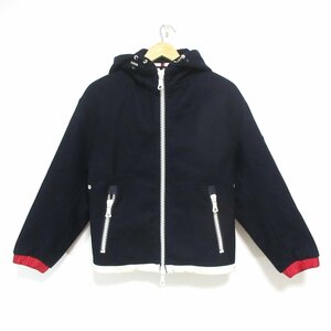 美品 MONCLER モンクレール ARMENTIERES アーメンティア ウール ショート丈 フーデッド ダウンジャケット 00 ネイビー系 ◆