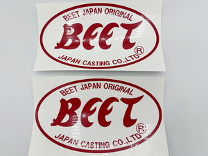 BEET 赤文字 ２枚セット 楕円大 ステッカー / 昭和 当時 暴走族 Z1 Z2 Z400FX CBX400F GT380 KH 250 400 CB400F カフェ