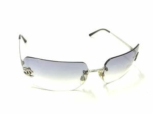 1円 ■美品■ CHANEL シャネル 4017-D c.124/55 62▢17 120 ココマーク ラインストーン サングラス メガネ 眼鏡 シルバー系 AX7217