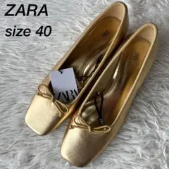 【新品未使用】ZARA ザラ　ブロックヒール　レザー　パンプス