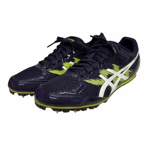 D217 ASICS アシックス 陸上スパイク オールラウンド メンズ EFFORT MK エフォート US7.5 26cm パープル ホワイト