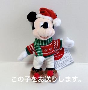 ディズニー 2024 クリスマス ミッキー　ぬいぐるみバッジ　ディズニーランド