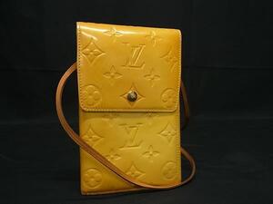 1円 LOUIS VUITTON ルイヴィトン M91074 モノグラムヴェルニ ウォーカー ショルダーバッグ 長財布 ウォレット 小物入れ イエロー系 FL2915