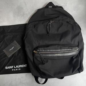 SAINT LAURENT PARIS サンローラン バックパック 黒・ブラック キャンバス カーフ リュック メンズ シティー BAG Backpack