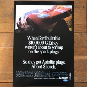 ポスター★1967 フォード・GT40 Autolite 広告★Ford GT40/FOMOCO/ル・マン/フォードvsフェラーリ