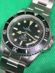 OH済 TUDOR チュードル サブマリーナ submariner Tマーク ノンデイト アンティーク 黒文字盤 小バラサブ ref.7928