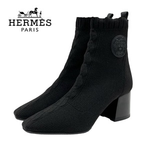 エルメス HERMES ヴォルヴェール ブーツ ショートブーツ ソックスブーツ 靴 シューズ エクスリブリス ニット ブラック 黒