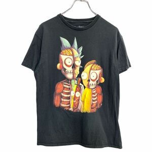 Rick AND Morty 半袖 キャラクター Tシャツ Mサイズ リックアンドモーティ ブラック コットン 古着卸 アメリカ仕入 t2407-4324