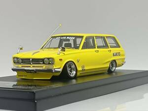 1/43 Hi-Story NISSAN SKYLINE 1800 VAN DELUXE (1970) 改 深リム ローダウン 改造 スカイラインバン Mooneyes アンテナボール カスタム