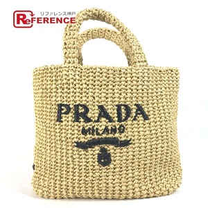 美品 PRADA プラダ 1BG422 クロシェ 三角ロゴ トライアングル スモール レタリングロゴ トートバッグ カゴバッグ ハンドバッグ【中古】