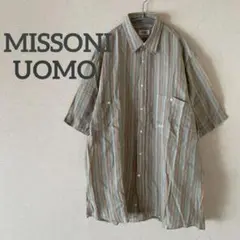 MISSONI UOMO ミッソーニ　シャツ　メンズ　半袖 ストライプ　リネン