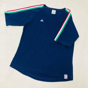 adidas　アディダス　FUTSAL　ロゴ 刺繍 Tシャツ　ネイビー/紺　L　JD1018