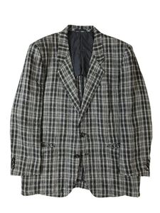 (D) COMME des GARCONS HOMME コムデギャルソンオム リネン チェック テーラードジャケット S ブラック ベージュ系