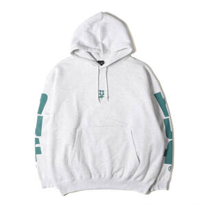 美品 HUF ハフ パーカー サイズ:XL 24AW ブランドロゴ スウェットパーカー (MEGABLAST STRETCH HOODIE) アッシュグレー トップス