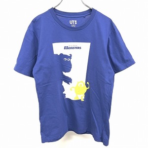 ユニクロ×モンスターズインク UT UNIQLO × MONSTERS, Inc. Tシャツ 半袖 ジェームズPサリバン マイクワゾウスキ 丸首 綿100% S 青 メンズ