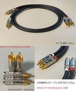 《1m×2本 立井電線RCAケーブル》 SOFTEC 0.75sq ／ SWITCHCRAFT ( スイッチクラフト ) 3502AAU