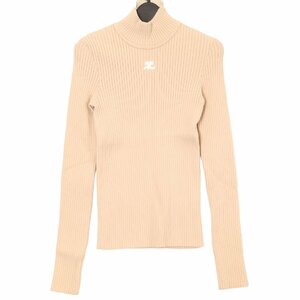 Courreges クレージュ ベージュ リブモックネックニット ベージュ 1 トップス レーヨン レディース 中古