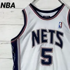 NBA タンクトップ NETS KIDO ワッペン 刺繍 ライン 白 紺 赤 M