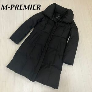 M-PREMIER ダウンコート ブラック　サイズ38 M ダウンジャケット　女優襟　ダウン80% フェザー20%