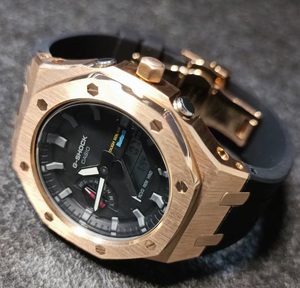 RG黒 GA2100 GA2110 GAB2100 GA-2100 カシオーク ステンレス メタルバンド カスタム 金属 ケース GSHOCK Gショック G-SHOCK ジーショック