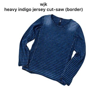 超美品 wjk【7075 dj11e】heavy indigo jersey cut-saw (border) インディゴジャージカットソー サイズL/jun hashimoto 1piu1uguale3 廃盤