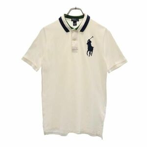 ポロバイラルフローレン ビッグポニー 半袖 ポロシャツ XL(18-20) 白×紺×緑 Polo by Ralph Lauren 鹿の子 キッズ