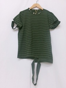 tao COMME des GARCONS タオ コムデギャルソン 半袖デザインボーダーカットソー 3E-T043 AD2009 カーキ T恤　T-shirts