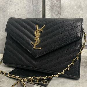 サンローラン SAINTLATRENT PARIS ショルダーバッグ 2way キルティング カサンドラ チェーン ゴールド金具 レディース ブラック 黒 YSL