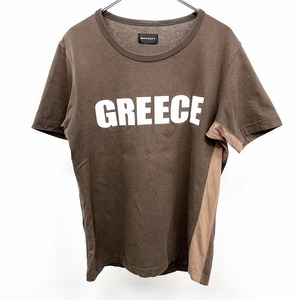 ボイコット BOYCOTT Tシャツ カットソー 両面プリント 英字 世界地図 半袖 ショートスリーブ 綿100% コットン 2 ブラウン 茶色 メンズ 男性