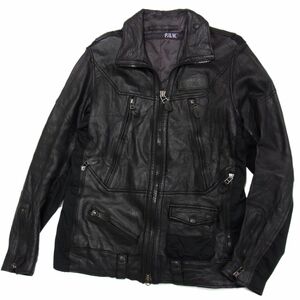 参考定価63,000円◆P.D.W AVIREX アヴィレックス レザー ライダースジャケット 素材切替 羊革 メンズ