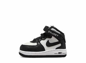 Stussy Nike TD Air Force 1 Mid "Black and Light Bone" 12cm DN4160-002