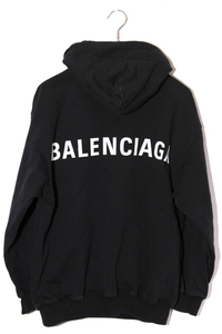 BALENCIAGA バレンシアガ SIZE:S バックロゴ フーディ プルオーバーパーカー BLACK ブラック 556113 TAV37 国内正規品 /● メンズ