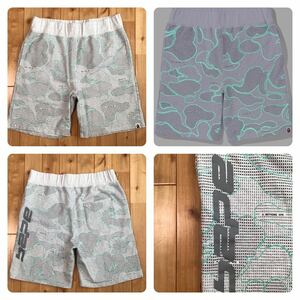 ★蓄光★ 2XL Text code camo スウェット ハーフパンツ a bathing ape BAPE camo shorts エイプ ベイプ アベイシングエイプ 迷彩 w6505