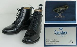 SANDERS Derby Boot Black Polishing Leather サンダース ダービーブーツ GB 4 英国製 b8056