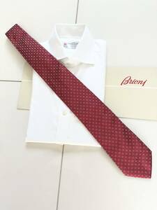 ■ 新品 Brioni ブリオーニ 定価 3万3,000円 永久定番 バーガンディレッド シルク タイ ネクタイ スーツ マリネッラ kiton アットリーニ 46