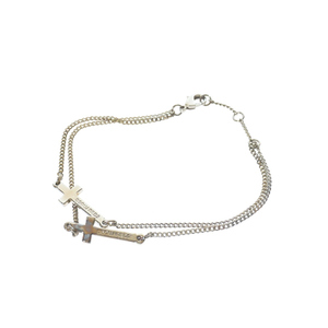 未使用品 ディースクエアード DSQUARED2 Jesus Bracelets 2連クロスチェーン ブレスレット アクセサリー M シルバー