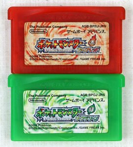 P★中古品★ゲームソフト GBA 『ポケットモンスター 2本セット ファイアレッド/リーフグリーン』 AGB-BPRJ(BPGJ)-JPN ソフト本体のみ