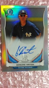 送料込即決 500枚限定 2014 Topps Bowman Chrome Autograph Refracter BCAP-GK Gosuke Katoh 加藤豪将 直筆サイン