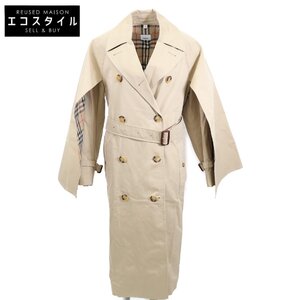 美品 国内正規 BURBERRY バーバリー 8073541 コットンギャバジン ケープスリーブ トレンチコート UK2/IT34 ベージュ レディース