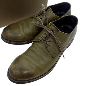 【特別価格】PADRONE DERBY PLAIN TOE SHOES ダービー プレーントゥ シューズ カーキ サイズ メンズ41 26cm