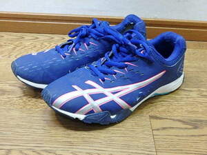 s405kt　アシックス　23cm　asics　レーザービーム　運動靴　子供　女の子　紺　靴　ネイビー/ピンク系　中古　ジャンク　(0502)