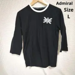 【人気☆Admiral】黒　縁取りTシャツ イギリス国旗　大きめ　サイズL